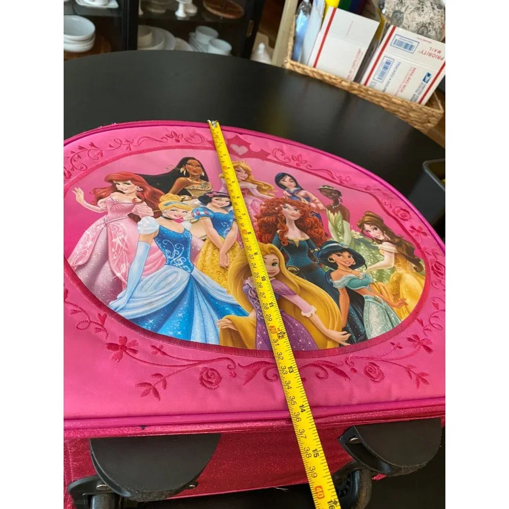 Disney Store 11 Princess Rolling Luggage Kids Pink Travel Suitcase 16 x 14.5 x 7 - Picture 10 of 16